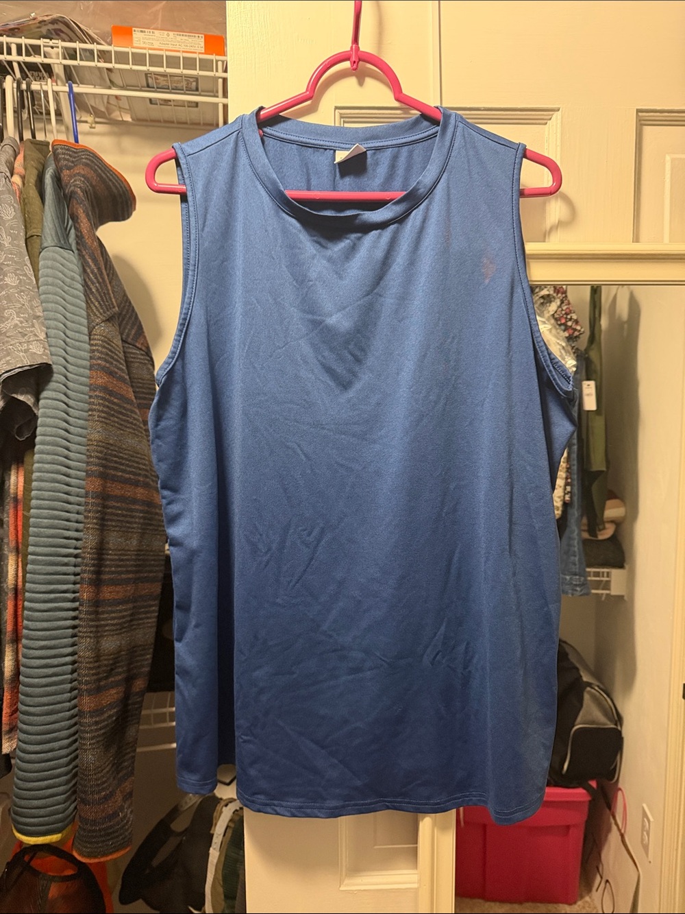 Blue Sleeveless Performance Tank Top